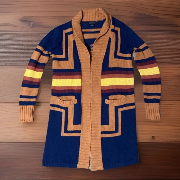 Pendleton Sweaters - Pendleton Harding Open Long Cardigan Small Cotton Wool Exc Shape Southwest Aztec